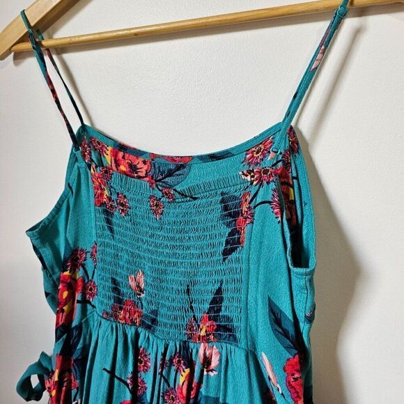 EUC LIKE NEW EXPRESS FLORAL FAUX WRAP SPAGHETTI STRAP SHORT DRESS SZ LARGE - Picture 9 of 13